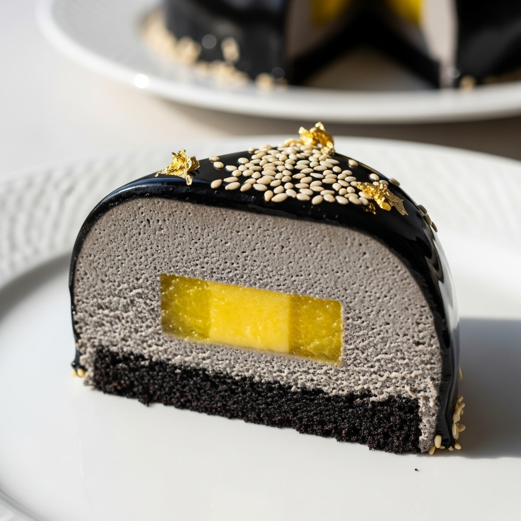 Black Sesame & Yuzu Entremet