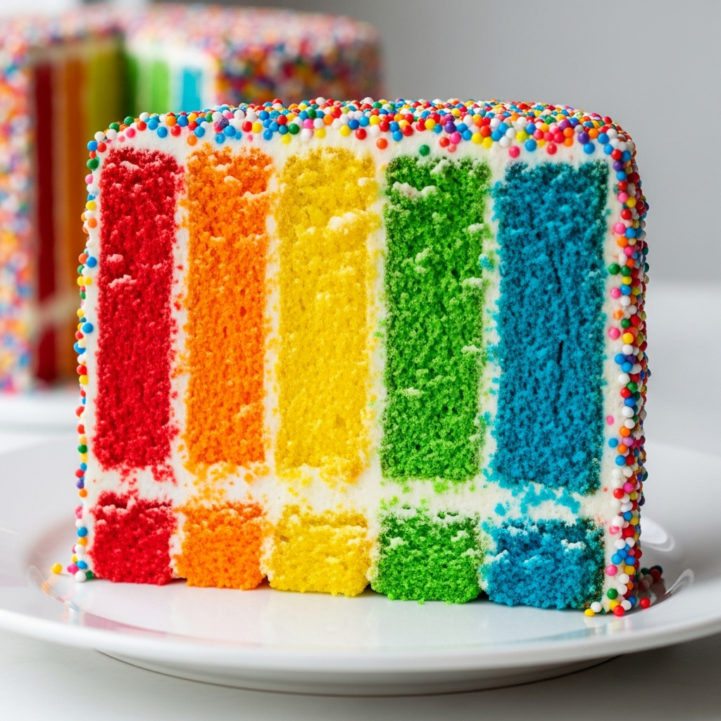 Rainbow Confetti Funfetti Layer Cake