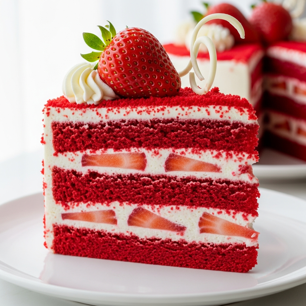 Red Velvet Strawberry Layer Cake