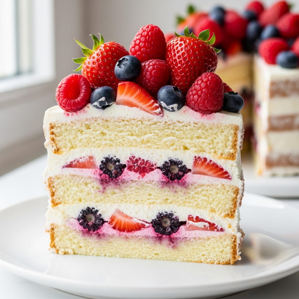 Vanilla Berry Naked Cake